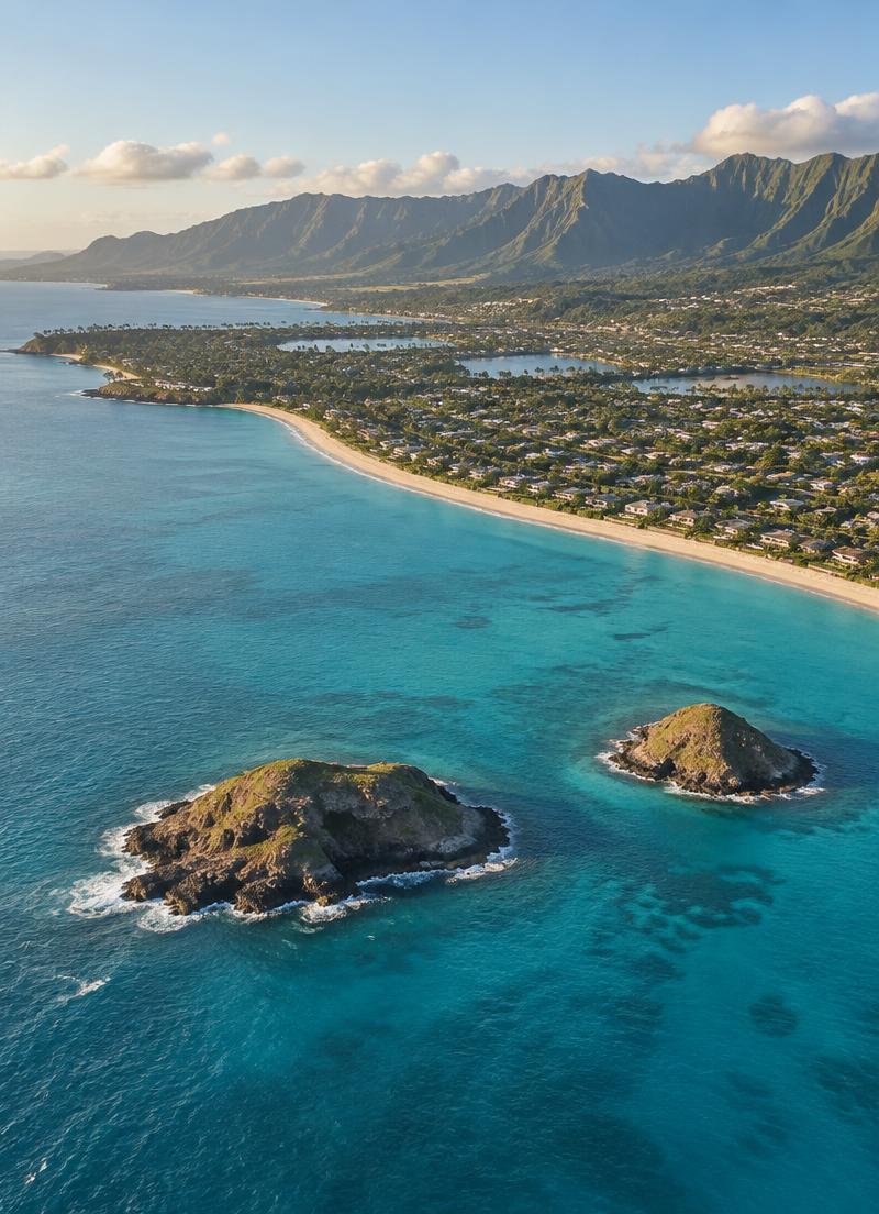 Kailua bay and beach at golden hour